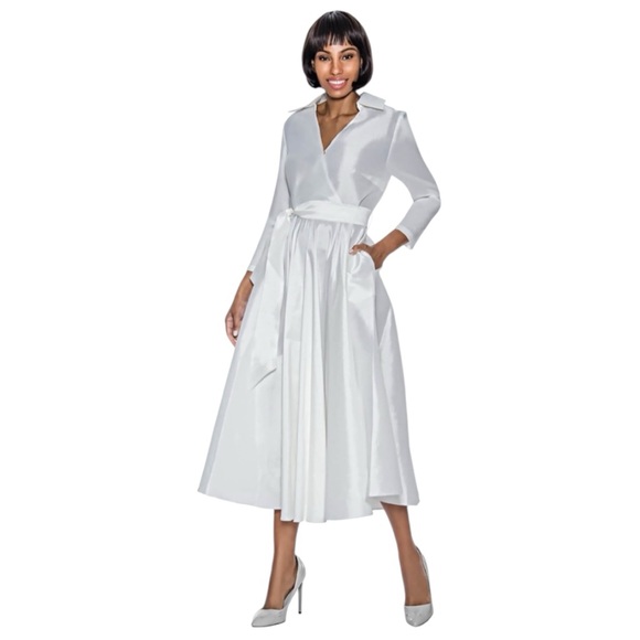 Terramina Collection New York 7869-OW Church Midi Maxi Wrap Dress Size 16 - Picture 1 of 11
